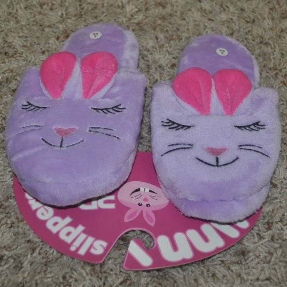Slippers Slide Plush Purple Bunny Scuff Cushioned Non Slip Cushioned Adult Kids